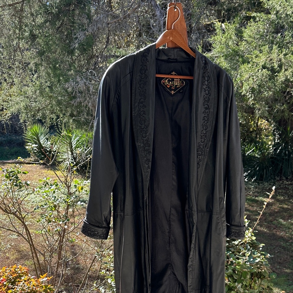 Black Leather Women's Trench Coat